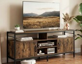 COSTWAY Szafka pod telewizor 147 cm – na TV do 65 cali, brązowa – zdjęcie 2
