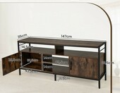 COSTWAY Szafka pod telewizor 147 cm – na TV do 65 cali, brązowa – zdjęcie 3