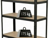 PROLINE Regał metalowy 5-półkowy do piwnicy, 180x90x40 cm, czarny – zdjęcie 3