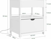 SoBuy Szafka nocna z ładowaniem USB 45x38x55,5 cm - biała – zdjęcie 3