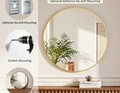 Sqinor Okrągłe lustro łazienkowe 40 cm, złota rama aluminiowa – zdjęcie 2