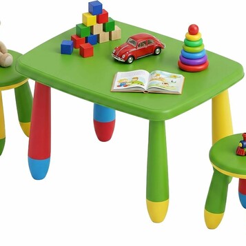 Relaxdays Zestaw stolik i 2 stołki – komplet mebli do pokoju dziecięcego
