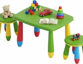 Relaxdays Zestaw stolik i 2 stołki – komplet mebli do pokoju dziecięcego – zdjęcie 1
