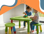 Relaxdays Zestaw stolik i 2 stołki – komplet mebli do pokoju dziecięcego – zdjęcie 2