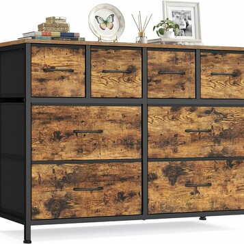 SONGMICS Komoda 8 Szuflad 98,7x30x74,7 cm - komoda do pokoju młodzieżowego