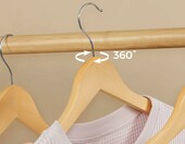 SONGMICS Wieszaki drewniane, zestaw 20 szt., hak obrotowy 360° – zdjęcie 5