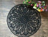 MINDPLUS podkładka koronkowa 60 cm – szydełkowa serwetka, czarna – zdjęcie 1