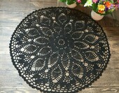 MINDPLUS podkładka koronkowa 60 cm – szydełkowa serwetka, czarna – zdjęcie 3