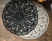MINDPLUS podkładka koronkowa 60 cm – szydełkowa serwetka, czarna – zdjęcie 4