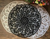 MINDPLUS podkładka koronkowa 60 cm – szydełkowa serwetka, czarna – zdjęcie 5