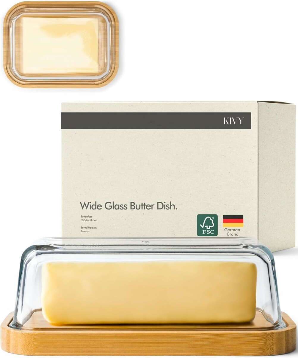 KIVY Maselniczka szklana z dnem bambusowym, 250 g