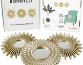 BONNYCO Lustra ścienne okrągłe 3 szt., 25 cm, szampańskie złoto – zdjęcie 2
