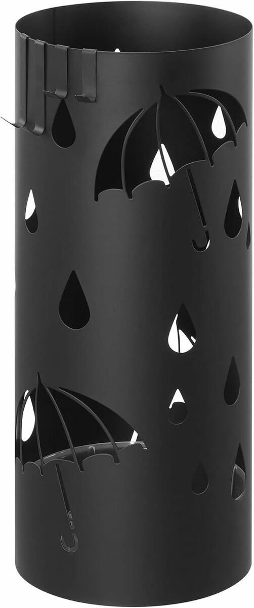 SONGMICS Stojak na parasole metalowy 17x41 cm, czarny, z tacką