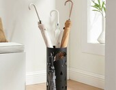 SONGMICS Stojak na parasole metalowy 17x41 cm, czarny, z tacką – zdjęcie 2