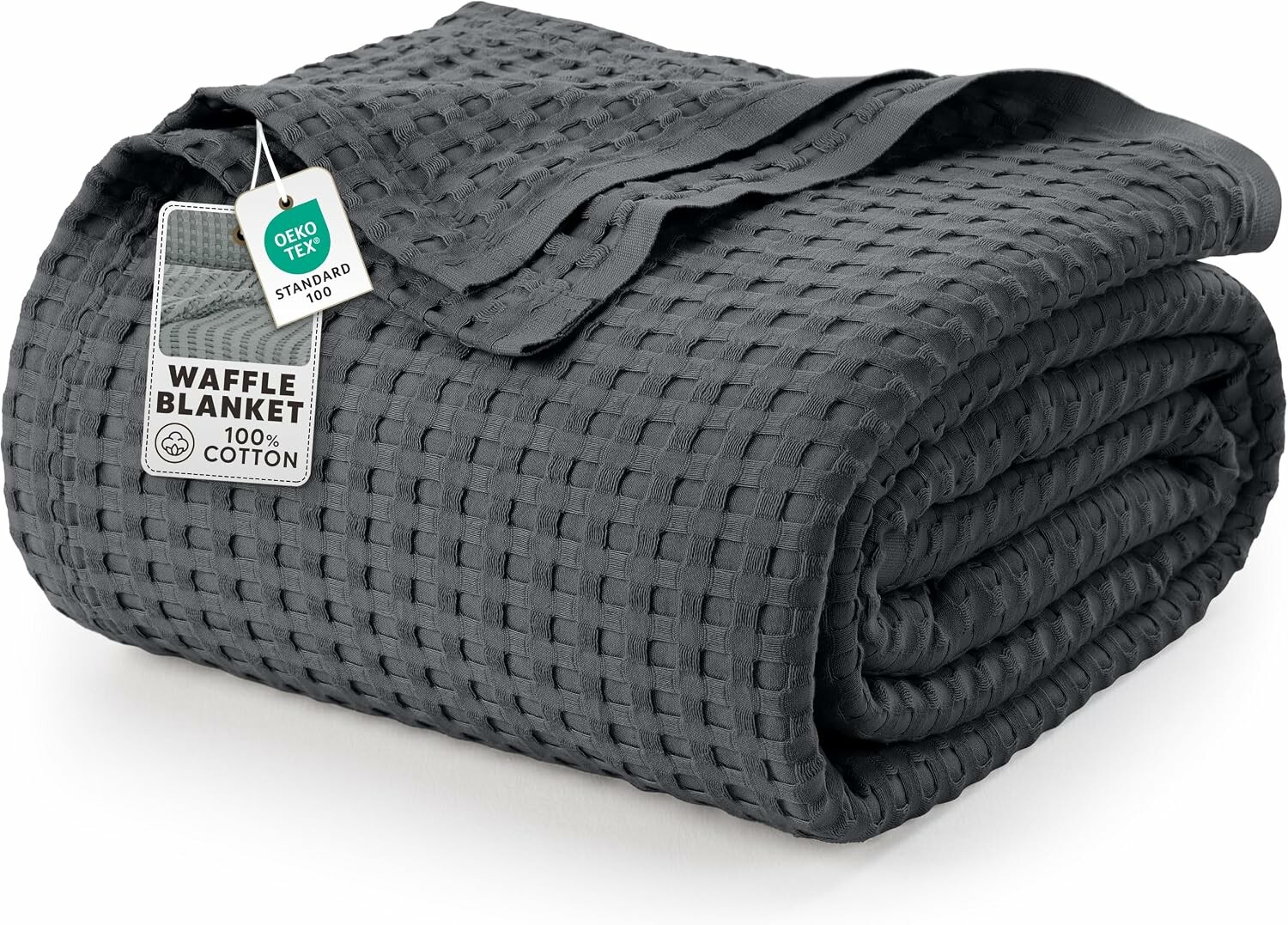 Utopia Bedding Koc waflowy bawełniany 228x182 cm – narzuta, antracyt
