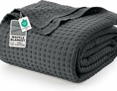 Utopia Bedding Koc waflowy bawełniany 228x182 cm – narzuta, antracyt – zdjęcie 1