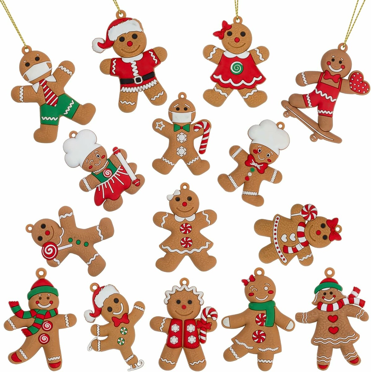Festive Fix ozdoby piernikowe 15 szt. – zawieszki świąteczne
