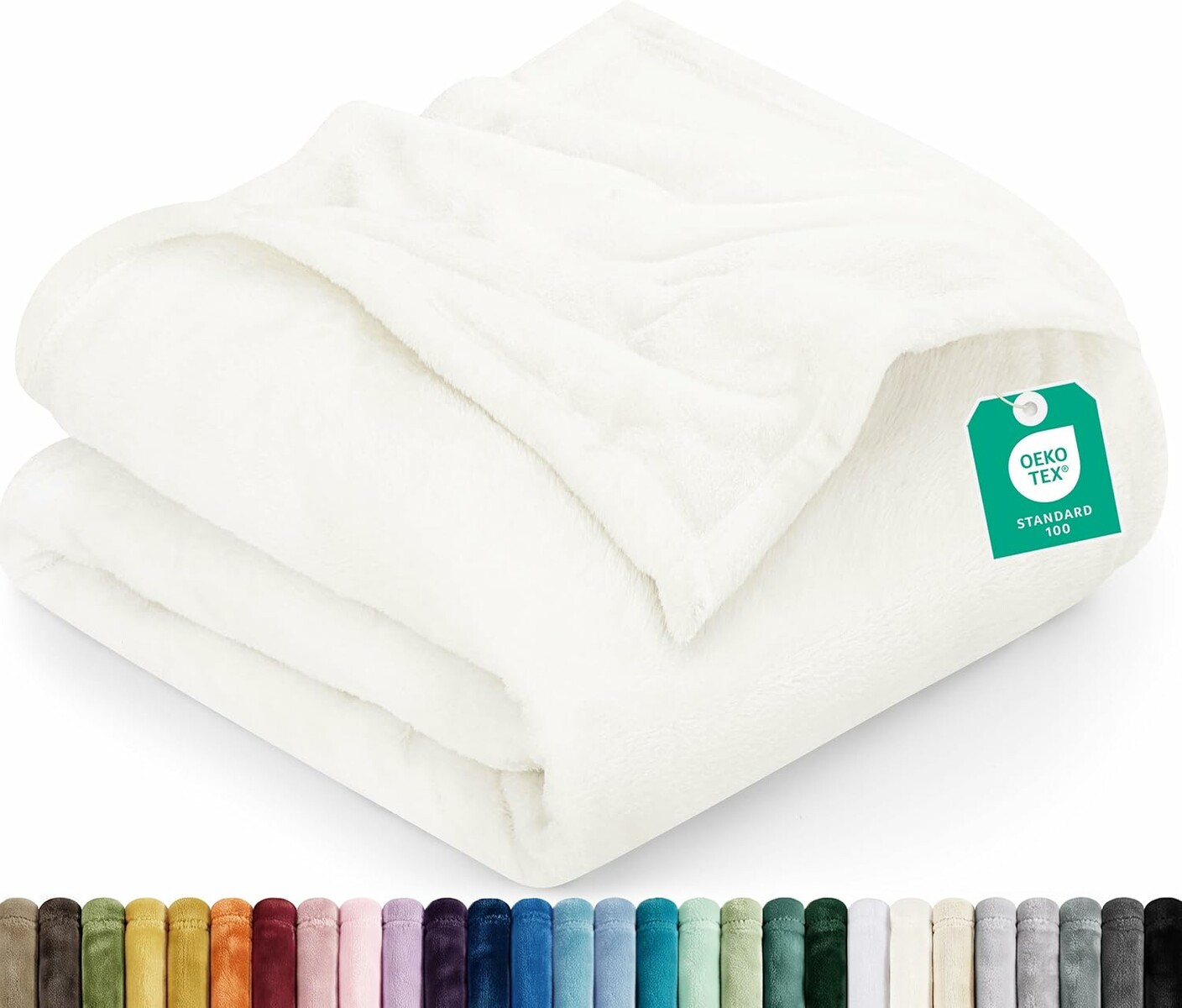 Utopia Bedding Koc polarowy 259x228 cm, kość słoniowa