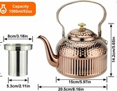 SANQIAHOME Czajnik ze stali nierdzewnej 1500 ml z zaparzaczem, miedziany – zdjęcie 3