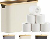Lifewit Pojemnik na papier toaletowy 23 l, bambusowy, biały – zdjęcie 1