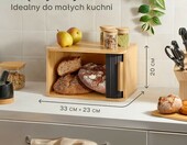 Praknu Chlebak bambusowy 33x23 cm z drzwiczkami przesuwnymi, czarny – zdjęcie 2