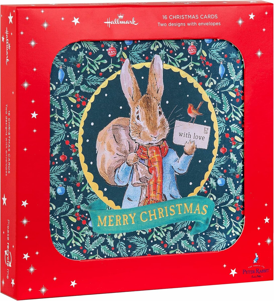 Hallmark kartki świąteczne Piotruś Królik 16 szt. z kopertami