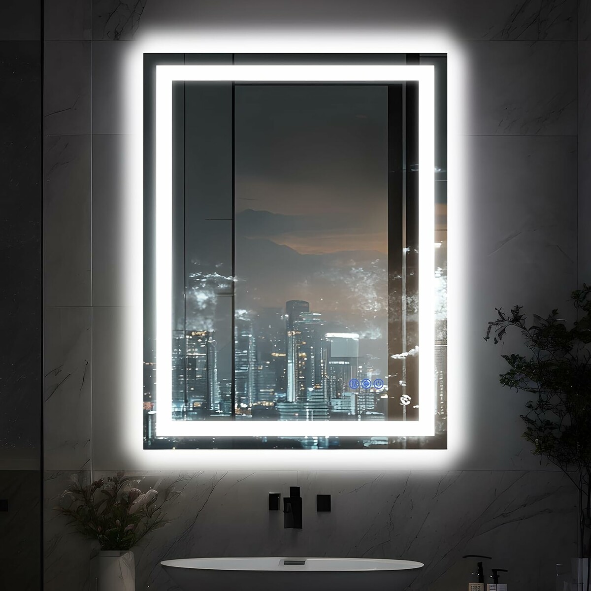 Antok Lustro łazienkowe LED 80x60 cm z podświetleniem, bez zaparowania