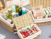 ZHYOPING Koszyki plecione z pokrywką 3 szt., boho, beżowe – zdjęcie 5