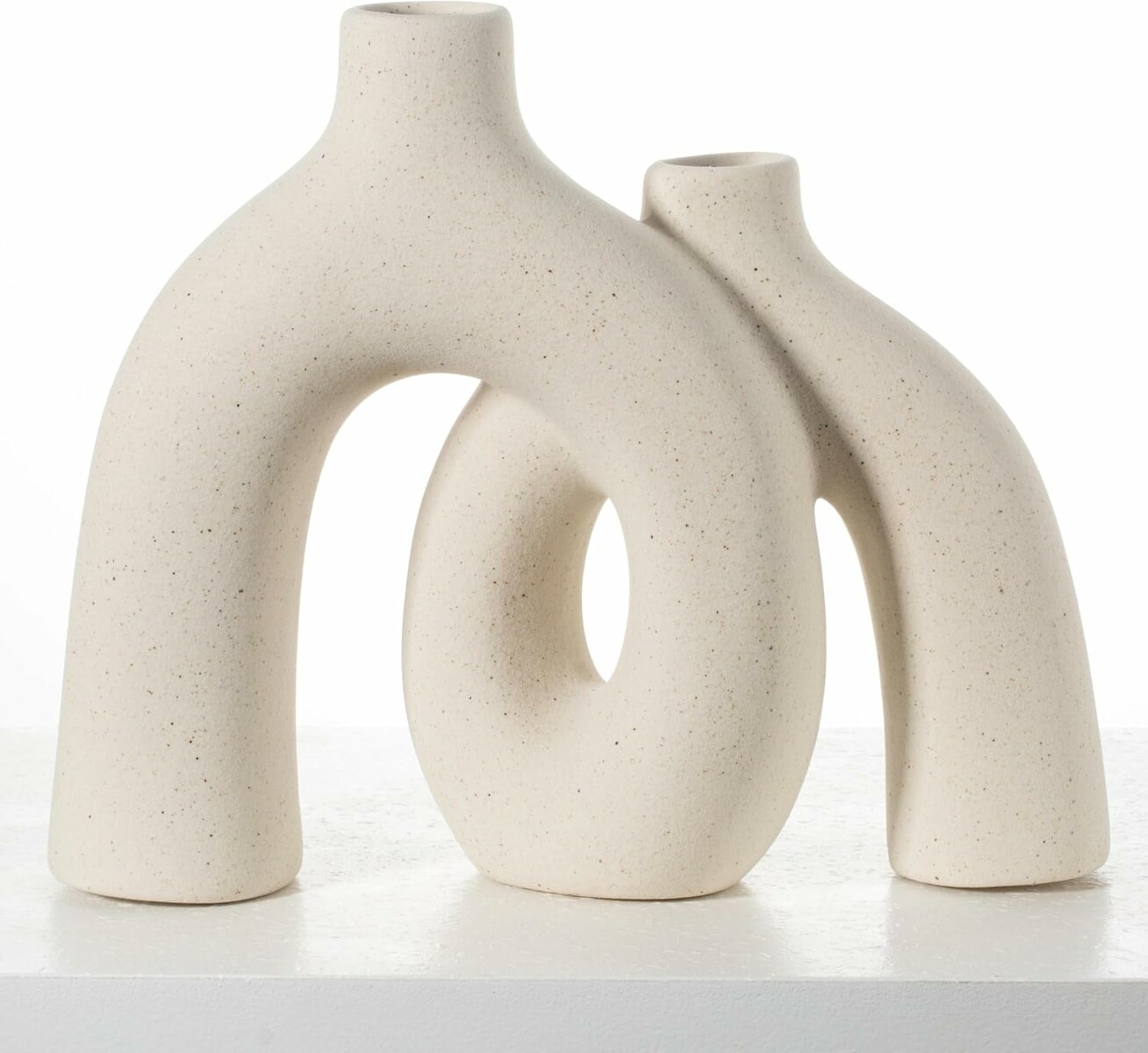 anquephd Wazon ceramiczny boho 9x9x20 cm, beżowy, styl nordycki