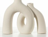 anquephd Wazon ceramiczny boho 9x9x20 cm, beżowy, styl nordycki – zdjęcie 1