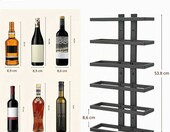 FAVOOSTY Stojak na wino ścienny metalowy, 6 poziomów, czarny – zdjęcie 3