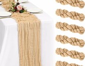Showgeous bieżniki na stół z gazy 6 szt. 305 cm – boho, kremowe – zdjęcie 1