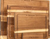 Twinzee Zestaw 3 desek do krojenia z akacji, ze stojakiem – zdjęcie 1