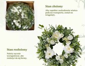 Betylifoy Wianek dekoracyjny na drzwi 50 cm, biała dalia i róża – zdjęcie 5