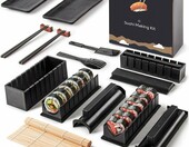 Virklyee zestaw do sushi 17 el. - formy, mata bambusowa, pałeczki, czarny – zdjęcie 1