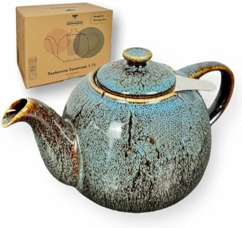 Urban Lifestyle Swansea imbryk porcelanowy 1,1 l z zaparzaczem, morska zieleń