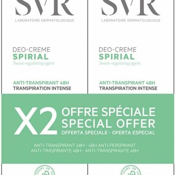 SVR Spirial Duo Deo-Creme antyperspirant w kremie 48h, 2x50 ml