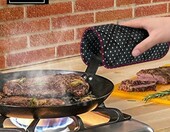 LEFUNDA Zestaw kuchenny 7 el. - fartuch, rękawice, uchwyty, ściereczki, czarny – zdjęcie 3