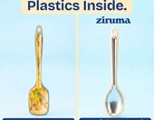Ziruma Silikonowe przybory kuchenne 4 szt. - łopatka, łyżki, rdzeń stalowy, beżowe – zdjęcie 3