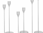 Novent świeczniki metalowe komplet 6 szt. srebrne, wysokości 23-33 cm – zdjęcie 1