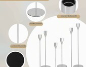 Novent świeczniki metalowe komplet 6 szt. srebrne, wysokości 23-33 cm – zdjęcie 2
