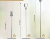 Novent świeczniki metalowe komplet 6 szt. srebrne, wysokości 23-33 cm – zdjęcie 4