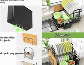ViviDreamore Ociekacz do naczyń 2-poziomowy - suszarka ze stali nierdzewnej, czarna – zdjęcie 4