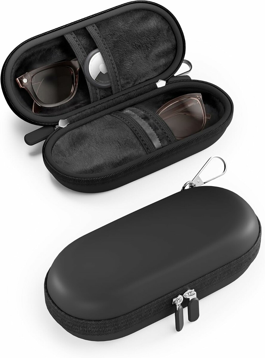 ProCase – etui na okulary na 2 pary, czarne, z zamkiem