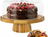 STOUCLA patera na tort z pokrywką 30,5 cm, drewno akacjowe i akryl – zdjęcie 1