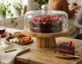 STOUCLA patera na tort z pokrywką 30,5 cm, drewno akacjowe i akryl – zdjęcie 3