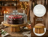 STOUCLA patera na tort z pokrywką 30,5 cm, drewno akacjowe i akryl – zdjęcie 4