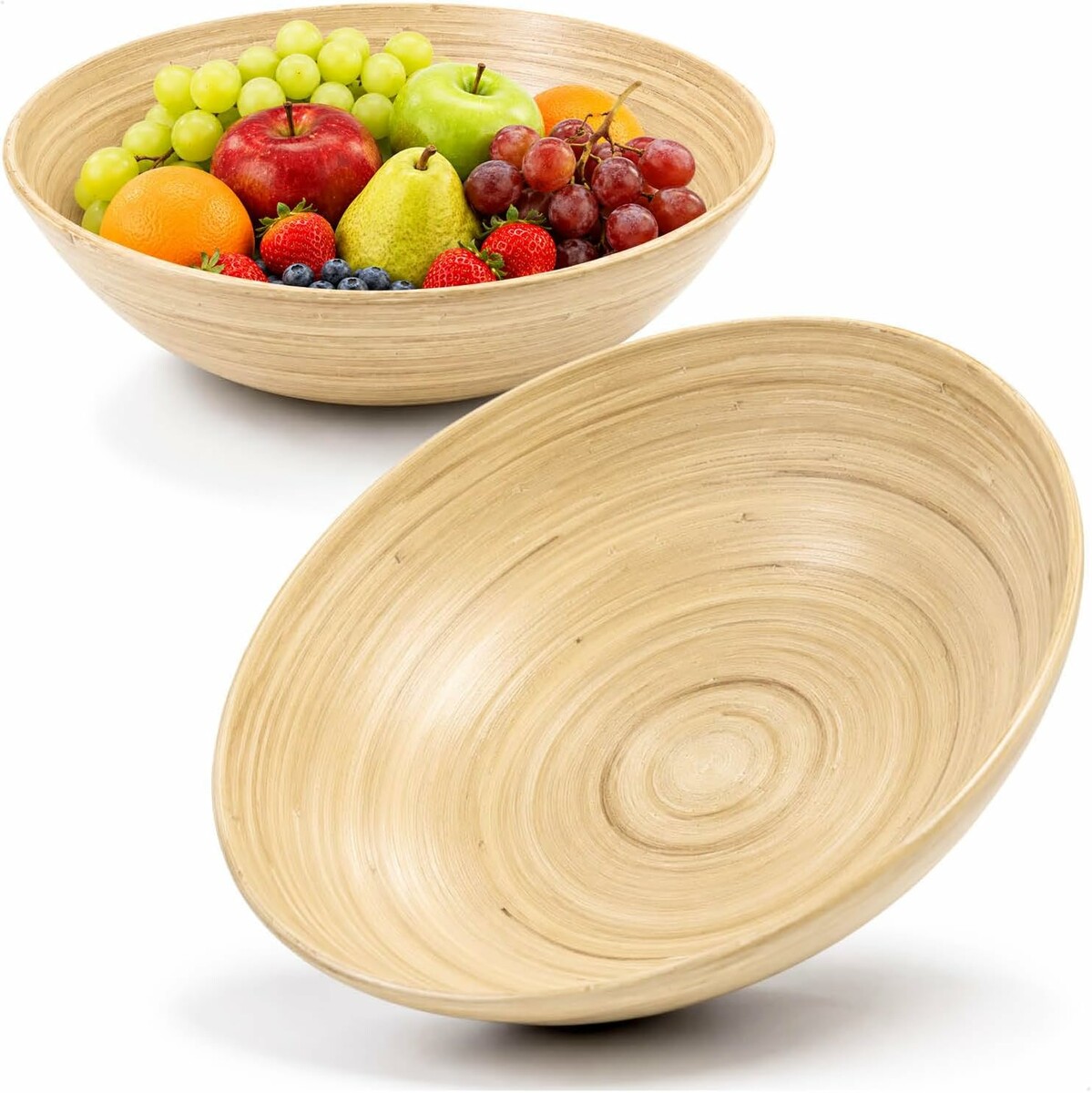 com-four miski bambusowe okrągłe 30 cm, komplet 2 szt., naturalne