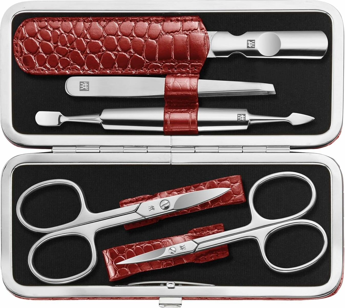ZWILLING Zestaw do manicure 5-częściowy, etui skórzane, czerwony