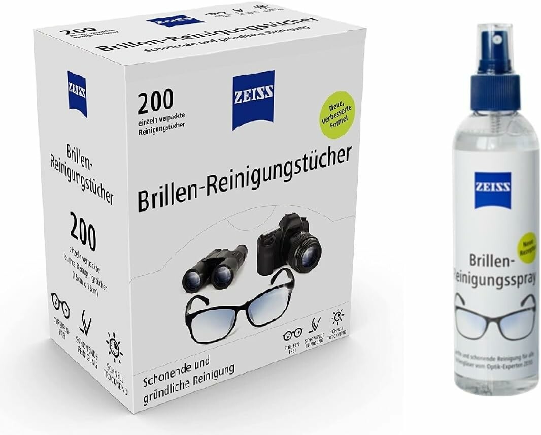 ZEISS XL Box 200 chusteczek do czyszczenia okularów + spray 240 ml